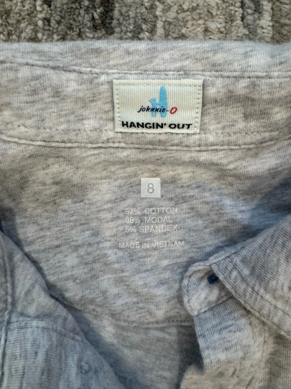 Johnnie O Gray Polo Shirt with Pocket Boys Size 8